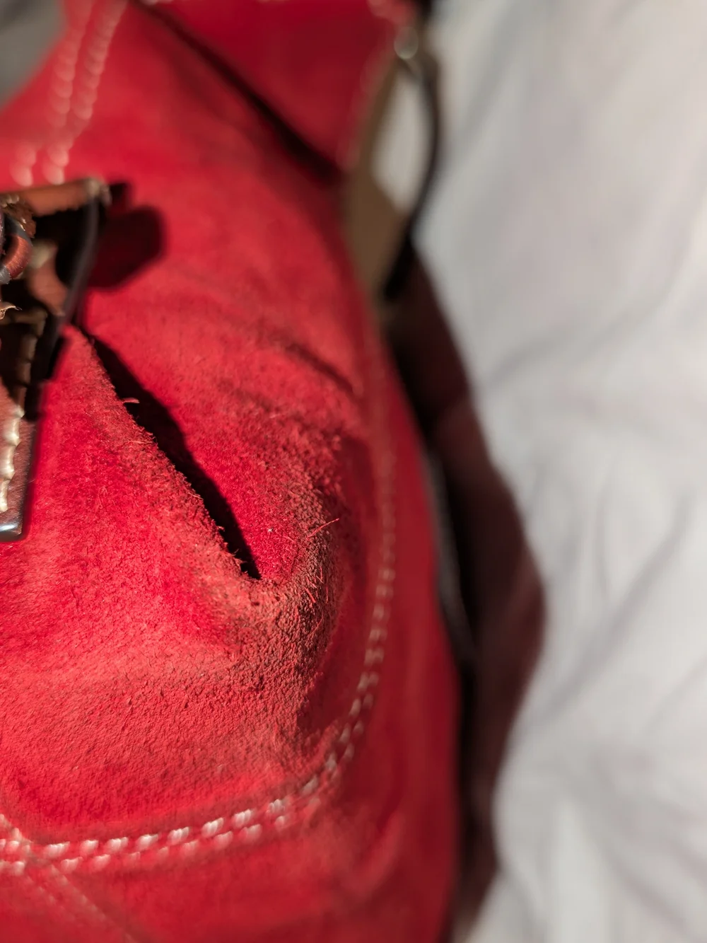 Dooney & Bourke Suede Hobo Bag Red GUC